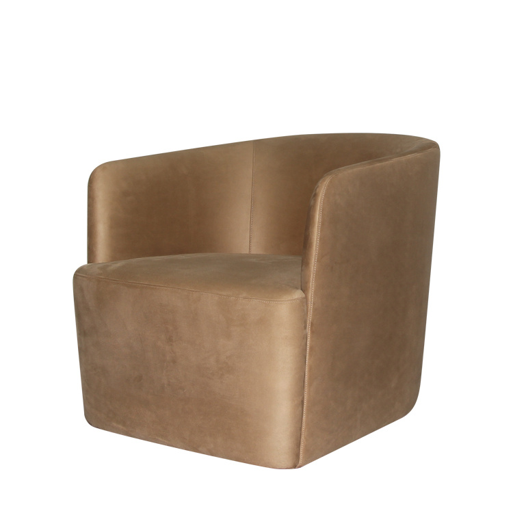Brown Fabric Wooden Modern Simple Easy Chair