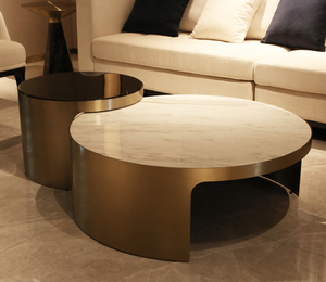 Nordic Modern Living Room Stainless Steel Coffee Table Set