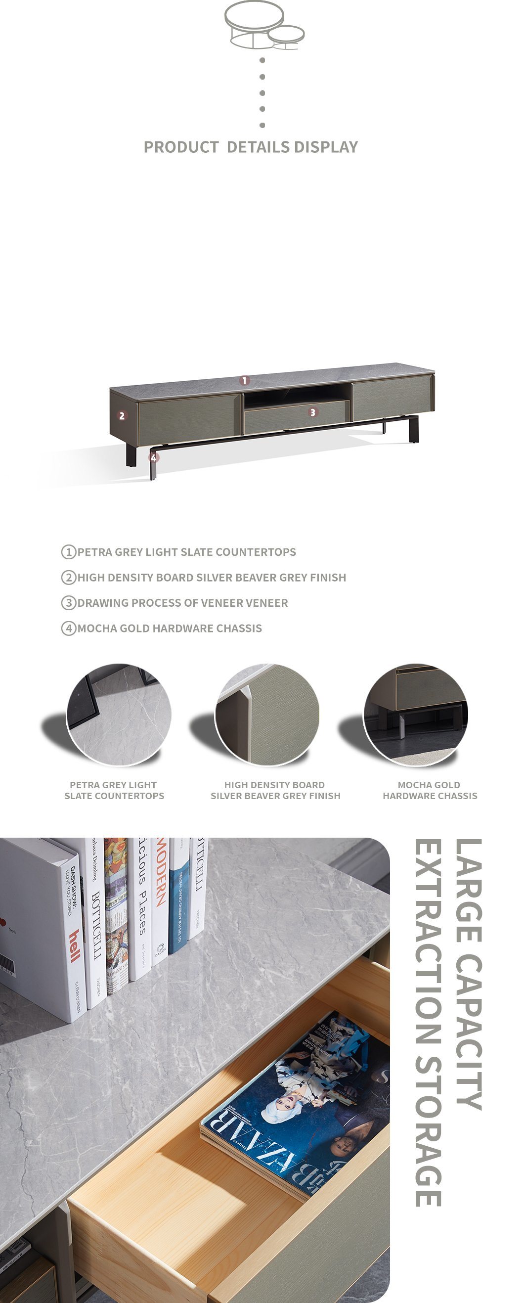 Latest Design Luxury TV Cabinet Home Furniture