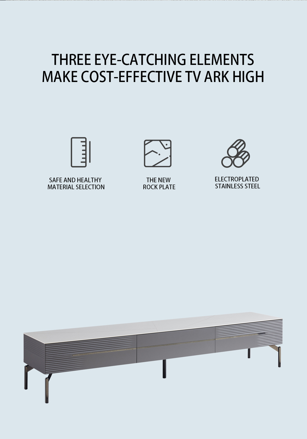 Modern Rock Plate Top Living Room TV Stand Set