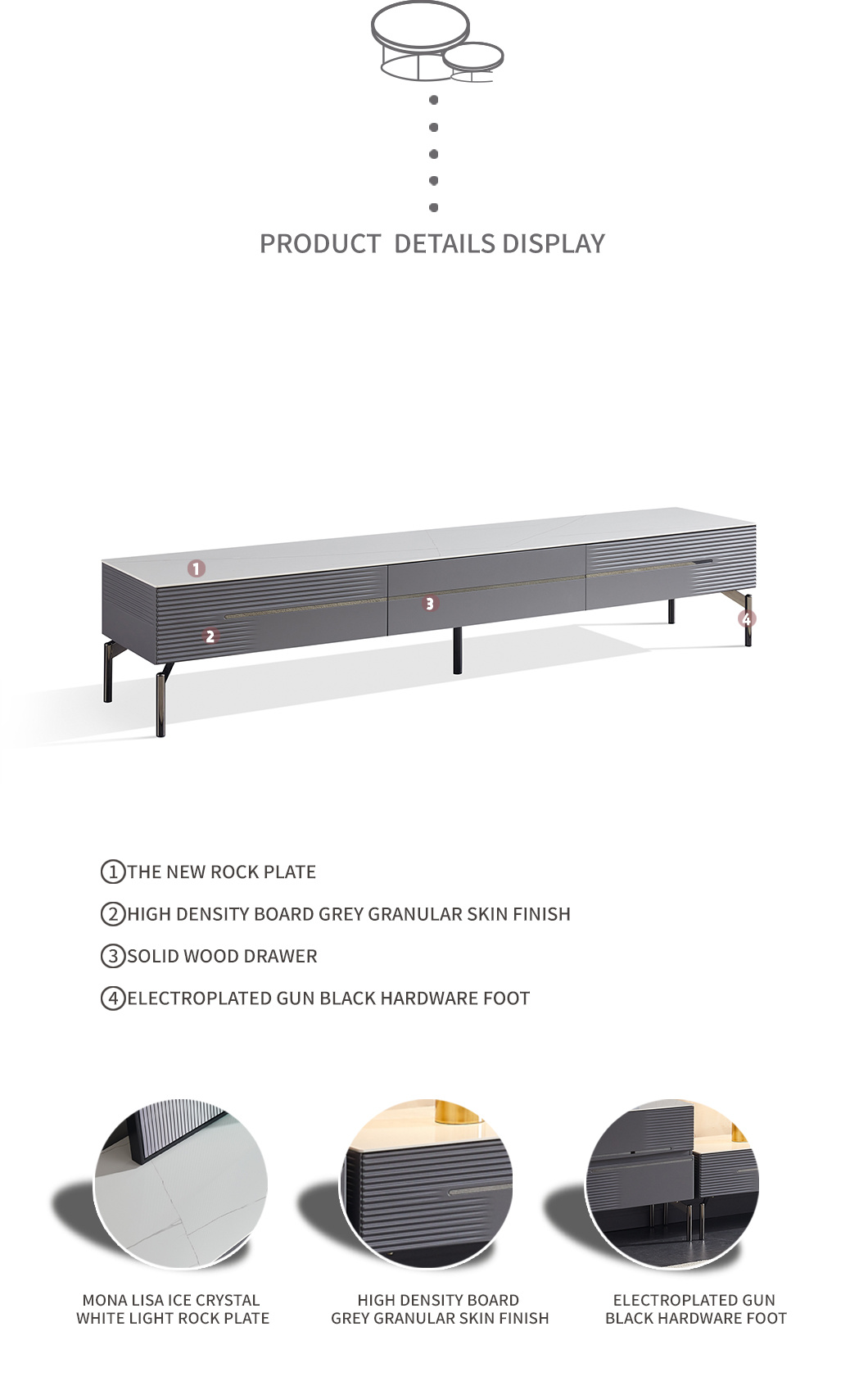 Home Hotel Living Room Furniture Marble TV Cabinet