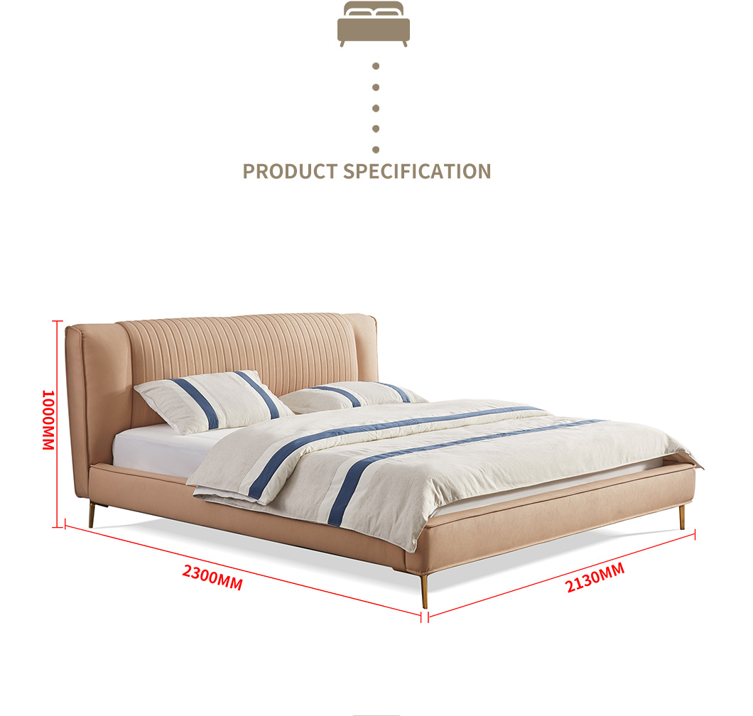Modern Light Luxury Bedroom Furniture Leather King Bed