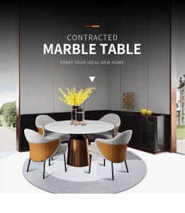 Marble Stainless Steel Round Dining Table Home Hotel Living Room Furniture