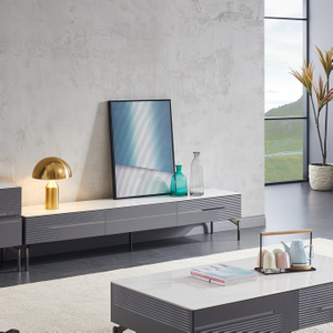 Modern Rock Plate Top Living Room TV Stand Set