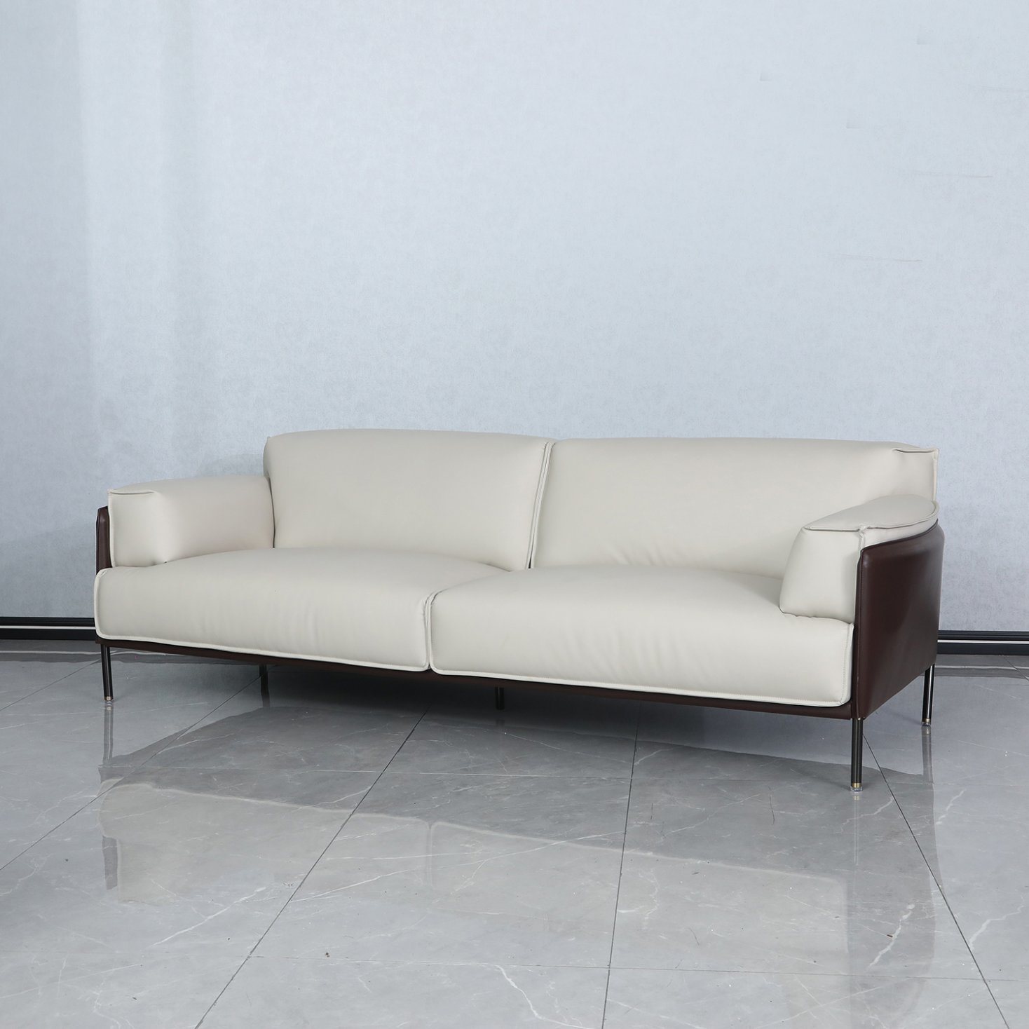 Living Furniture Italian Style Leather Sofa Three Seat Sofa