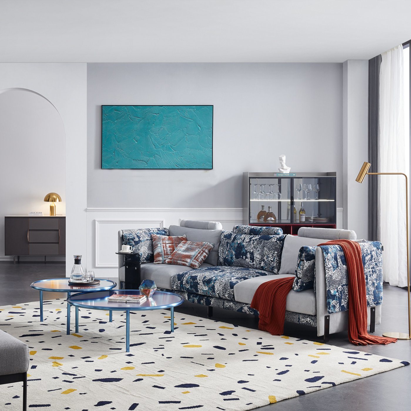 Modern Home Hotel Fabric Living Room Sofa Set