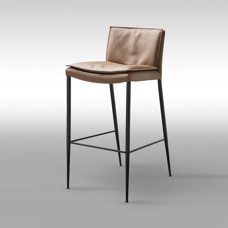Modern Hotel Restaurant Living Room Stainless Steel Leather Bar Table Stool Bar Chair