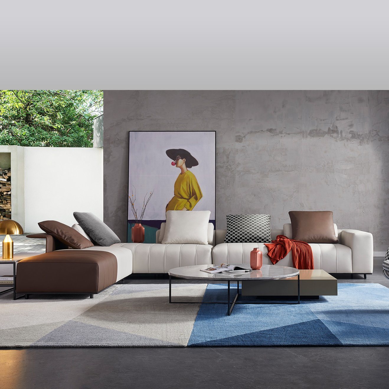 Nordic Style Living Room Fabric Corner Sofa
