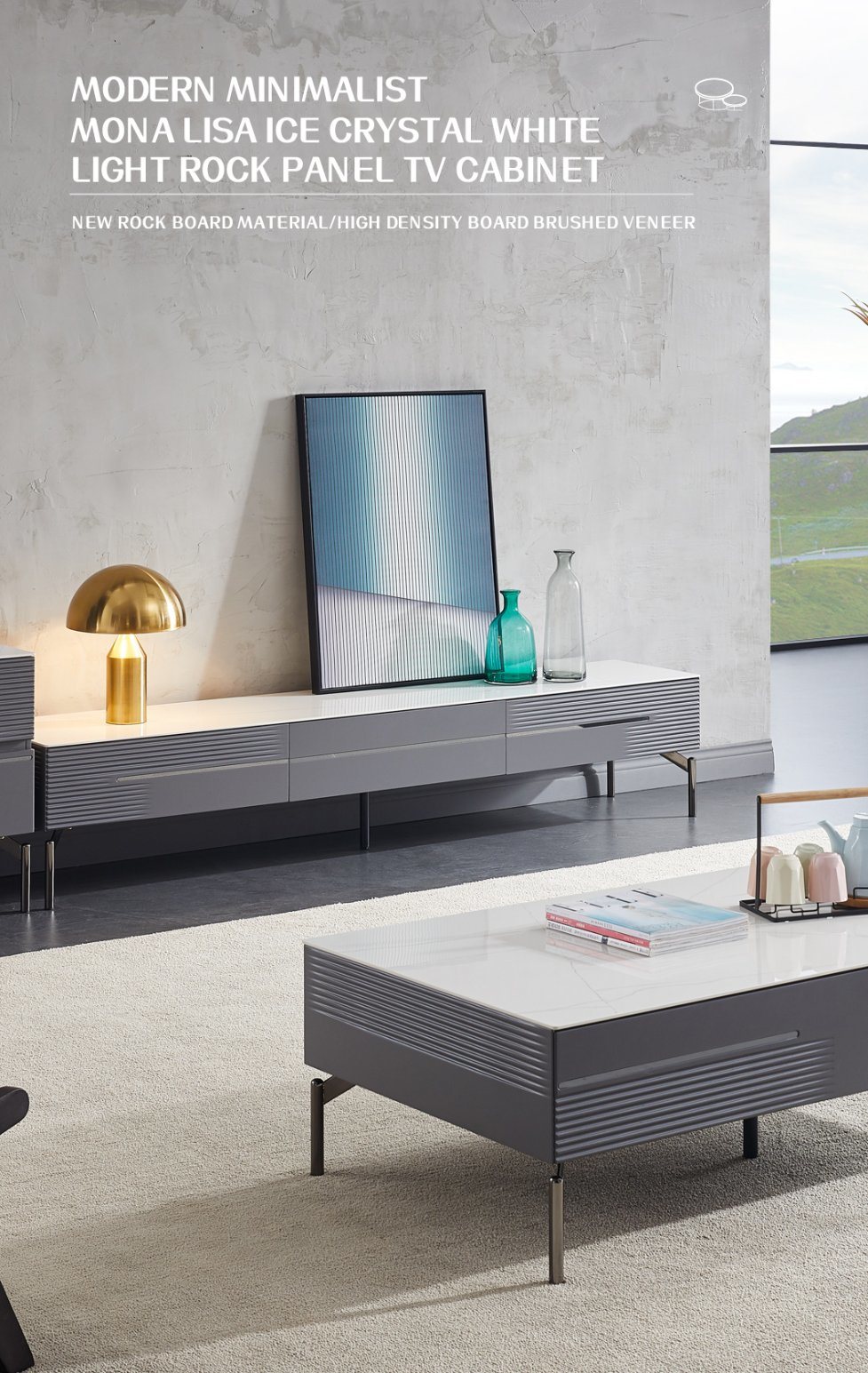 Modern Design Light Lock Panel TV Cabinet Home Furniture