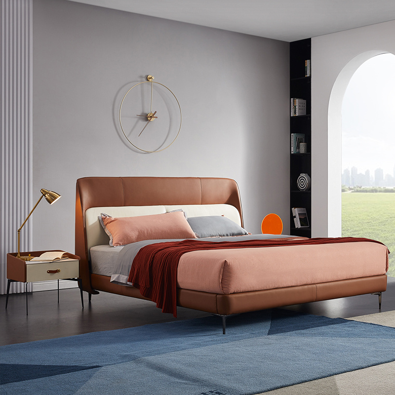 Luxury Italian Bedroom King Size Leather Bed