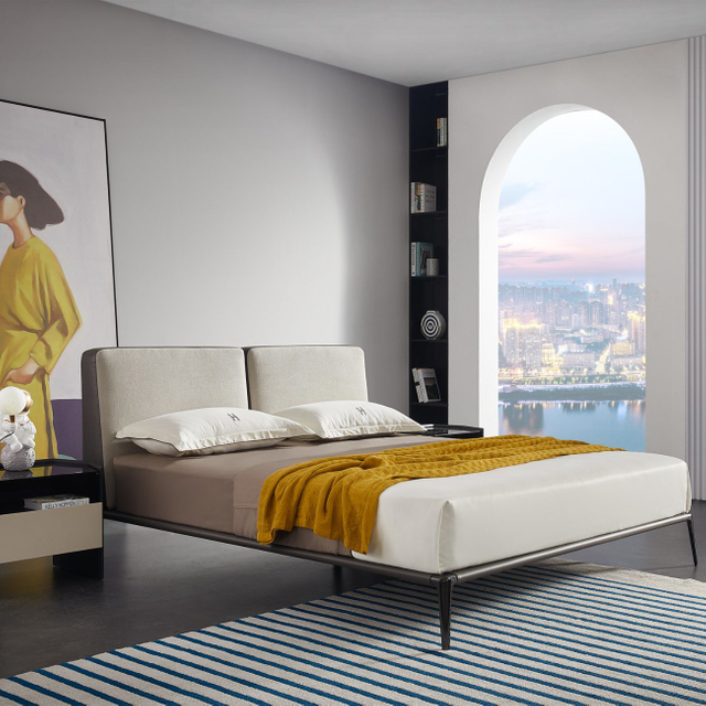 China Modern Home Hotel Steel Double King Size Fabric Bed manufacturers, Modern Home Hotel Steel