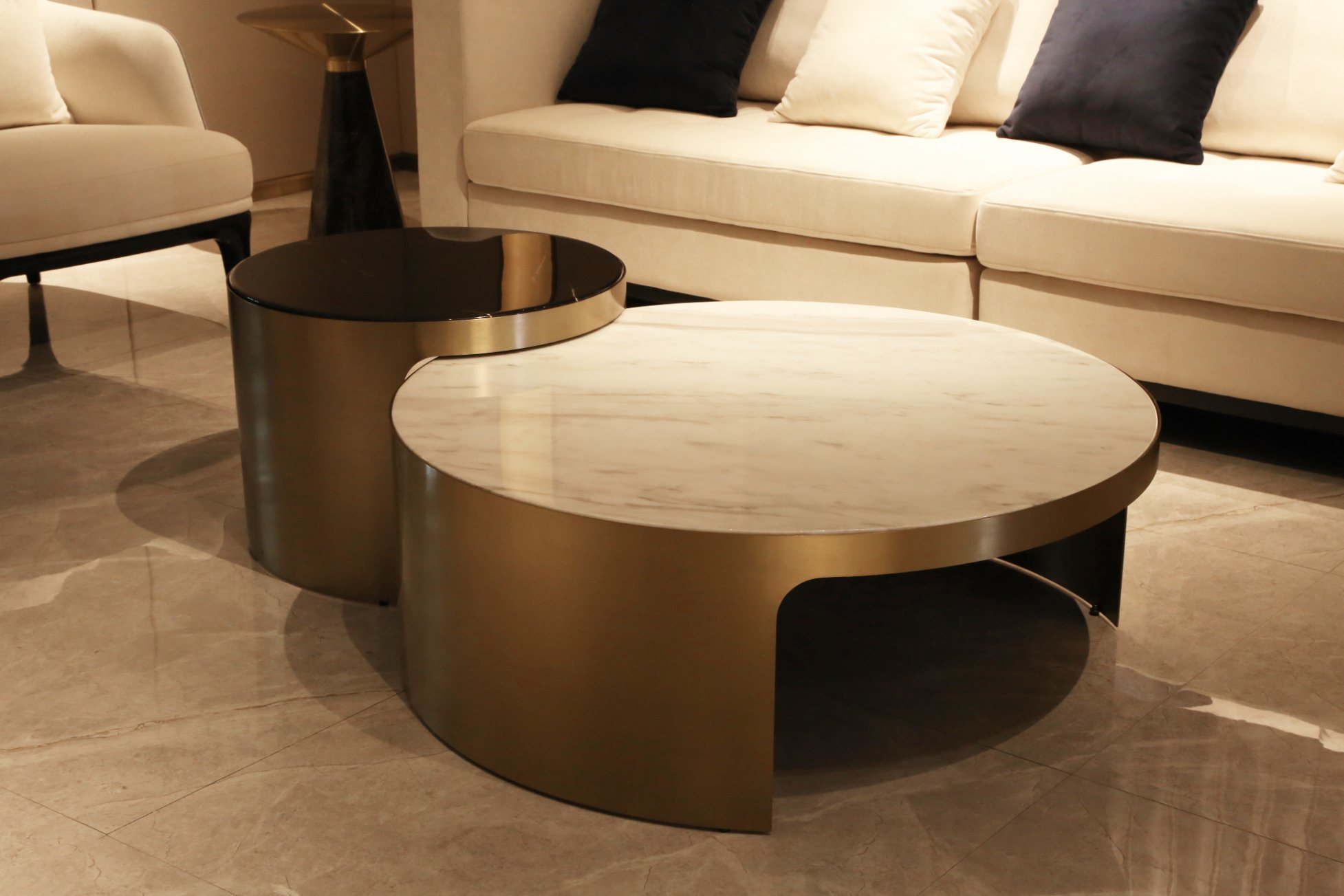 Stainless Steel Marble Center Coffee Table Furniture